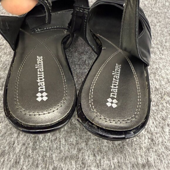 ✅Naturalizer Hanley Black Wedge Sandals Womens 8.5M Slingback Comfort Shoes - Picture 3 of 13